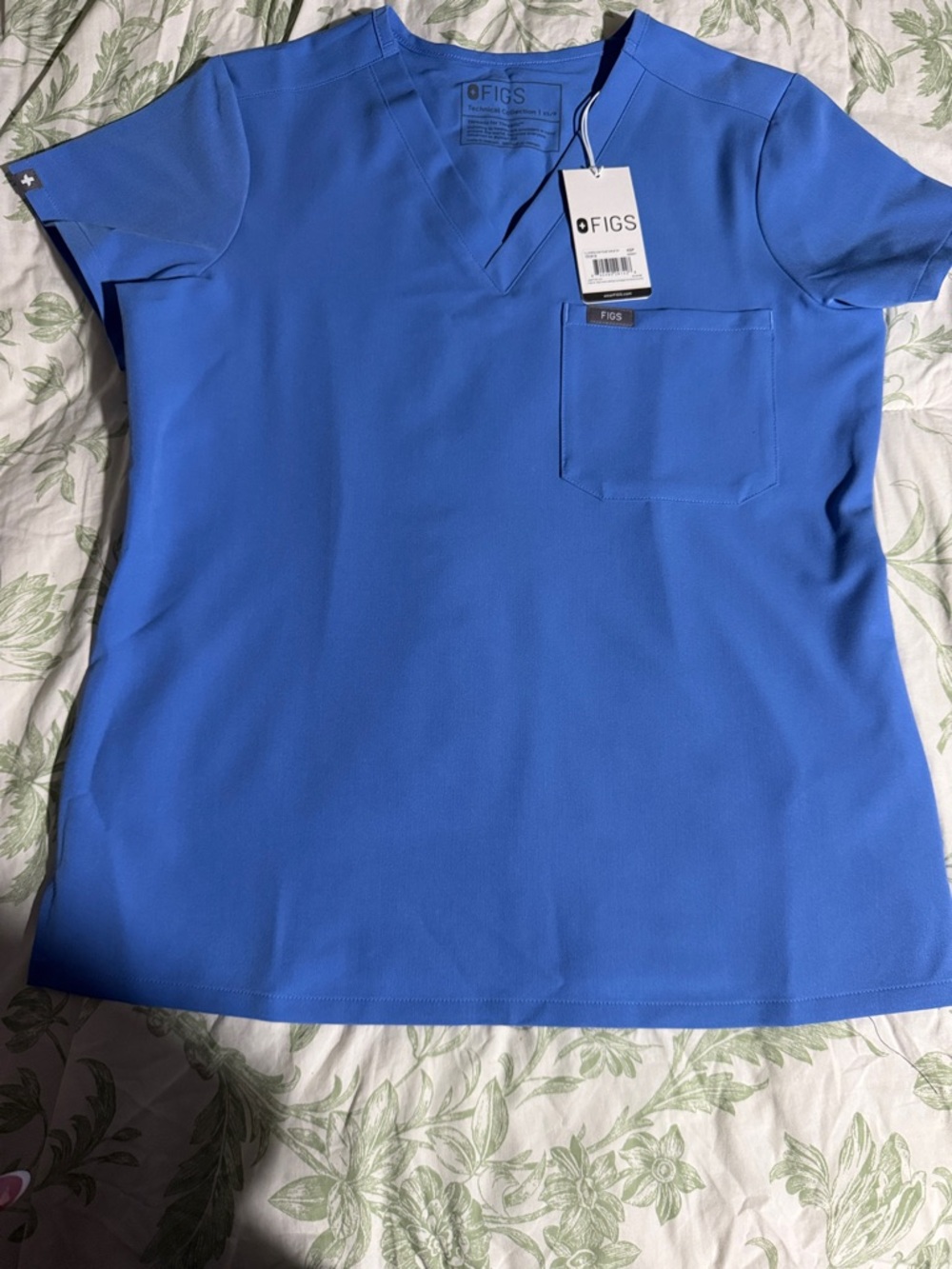 Figs Ceil Blue V-Neck Short Sleeve Scrub Top